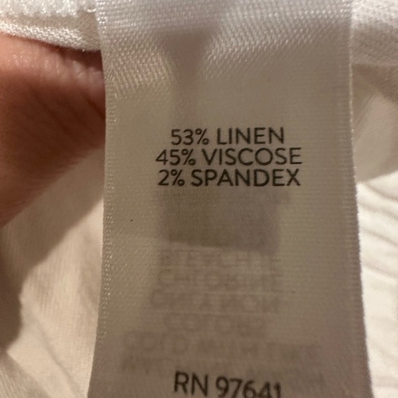 J Jill White Button-Detail Linen Stretch Cropped Pants Size Small - Picture 6 of 6